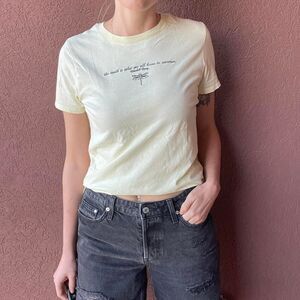 Vintage Y2K Yellow Forever 21 Baby Tee